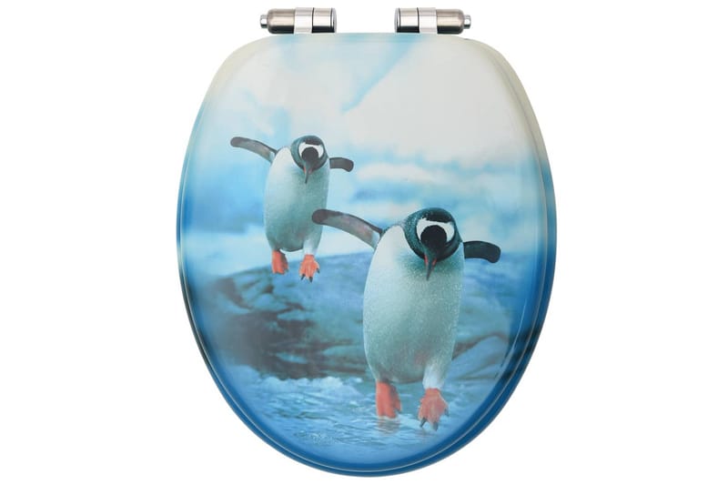 Toalettsete med myk lukkefunksjon MDF pingvindesign - Toalettsete