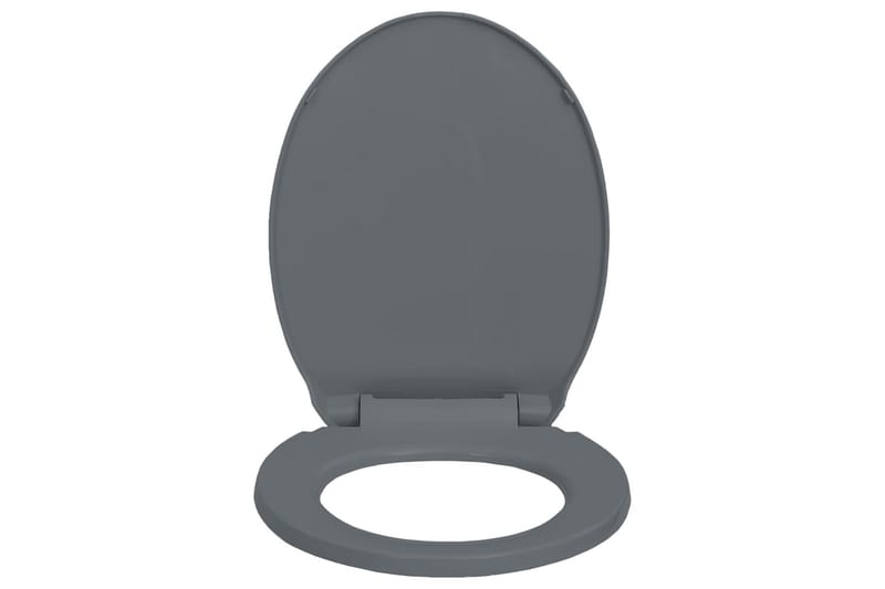 Toalettsete myktlukkende med hurtigutløsing grå oval - Grå - Toalettsete