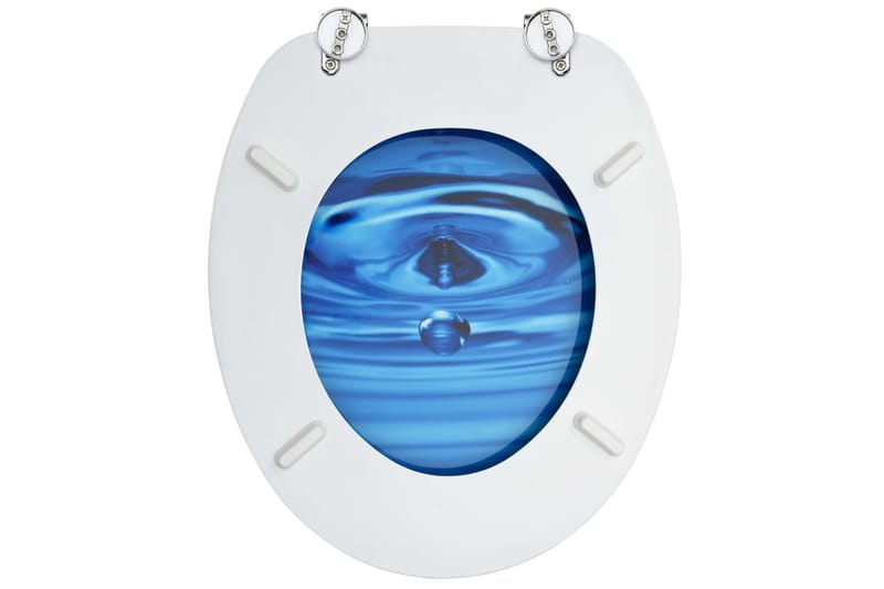 Toalettseter med lokk 2 stk MDF blå vanndråpe-design - Blå - Toalettsete
