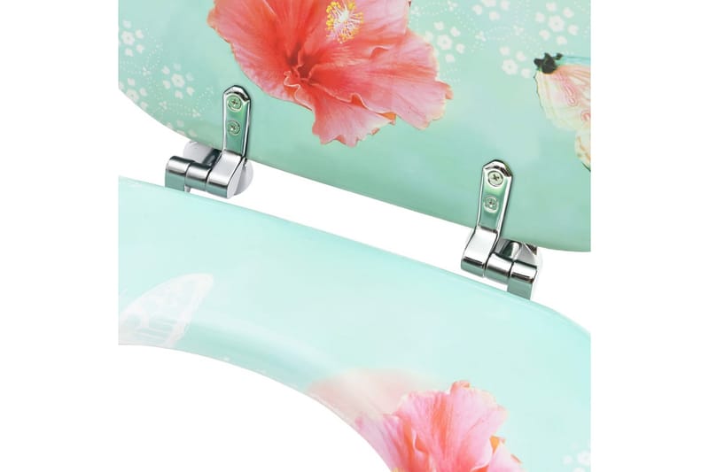 Toalettseter med lokk 2 stk MDF flamingodesign - Flerfarget - Toalettsete