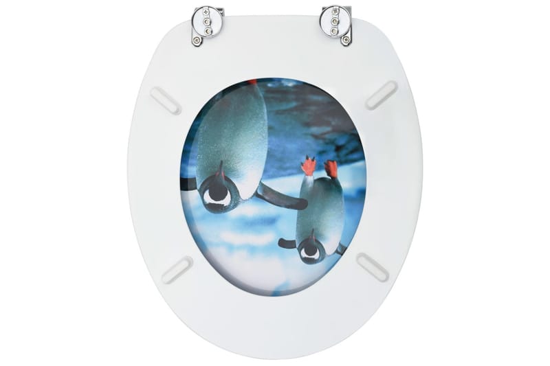 Toalettseter med lokk 2 stk MDF pingvindesign - Flerfarget - Toalettsete