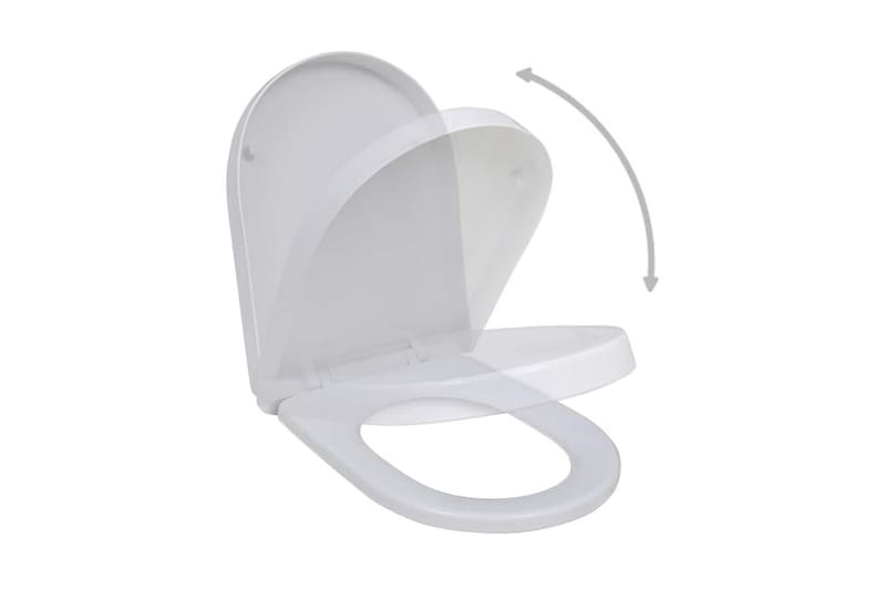 Toalettseter med myk lukkefunksjon 2 stk plast hvit - Toalettsete