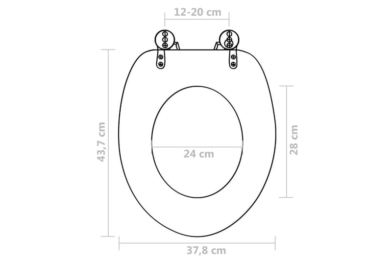WC Toalettsete med lokk MDF dyphavsdesign - Toalettsete