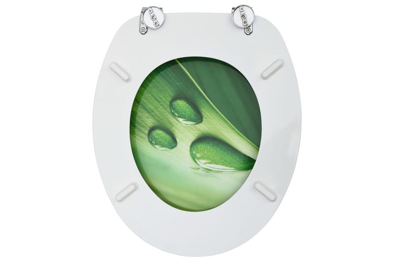 WC Toalettsete med lokk MDF grønn vanndråpedesign - Toalettsete