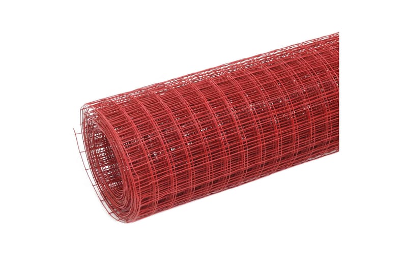 Trådgjerde kylling stål med PVC-belegg 25x0,5 m rød - Gulvstående