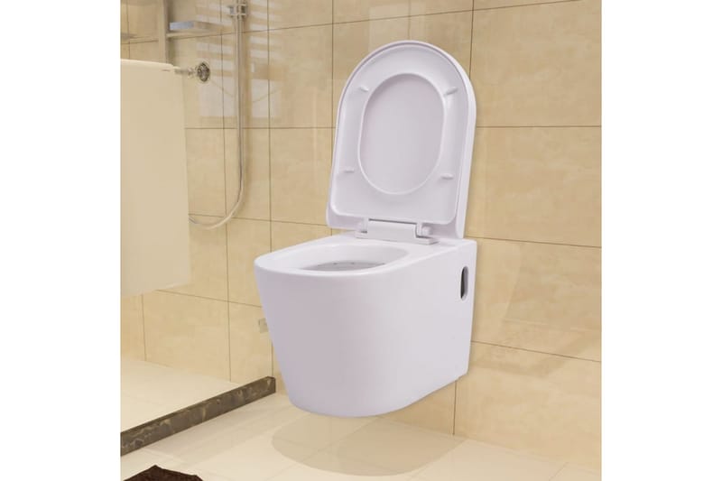 Vegghengt toalett i hvit keramikk - Vegghengt