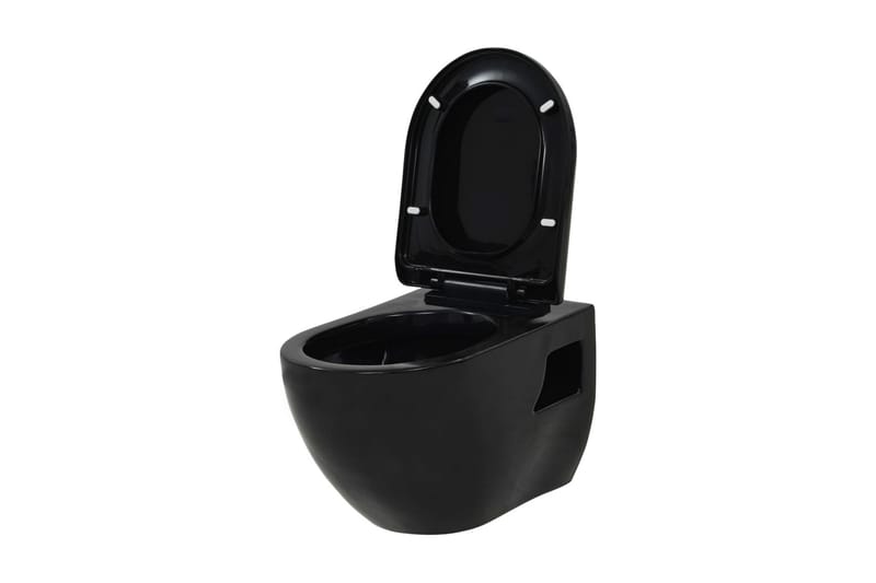 Vegghengt toalett i svart keramikk - Vegghengt