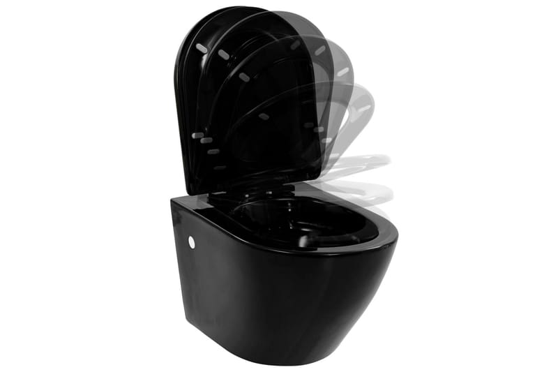 Vegghengt toalett med skjult sisterne svart keramikk - Svart - Vegghengt