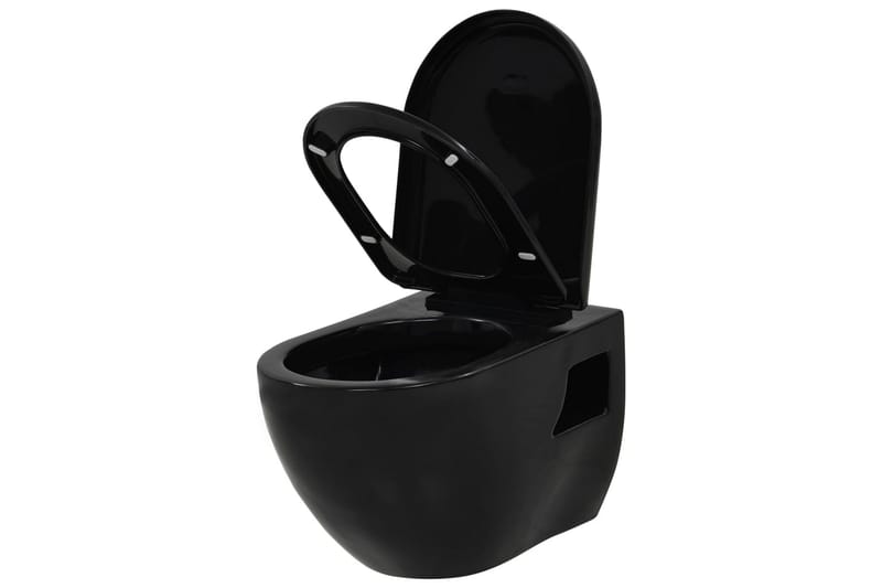Vegghengt toalett med skjult sisterne svart keramikk - Svart - Vegghengt