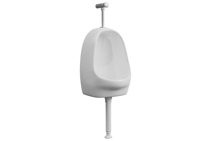 Vegghengt urinal med spyleventil keramisk hvit - Hvit - Vegghengt
