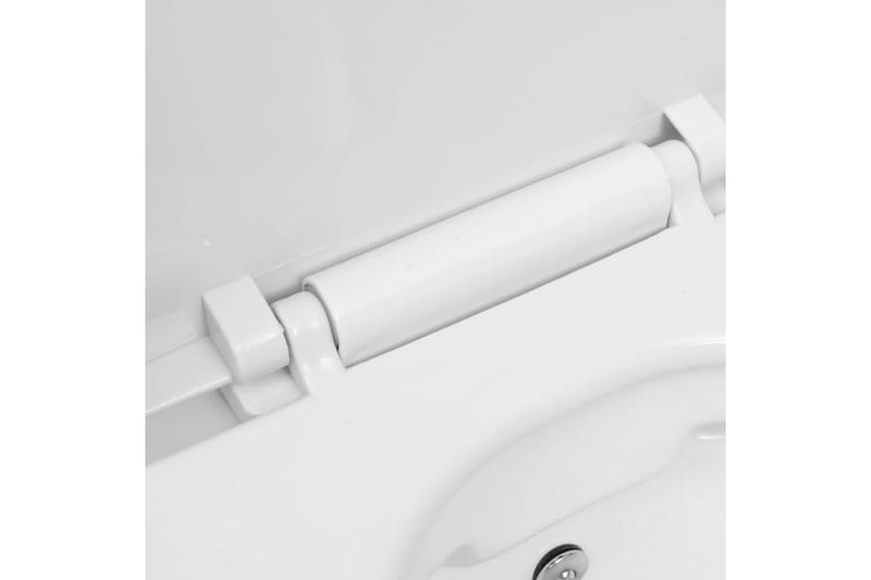 Veggmontert toalett med bidéfunksjon kantløst keramikk hvit - Vegghengt