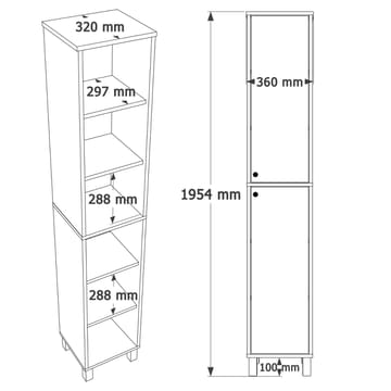 Flerbruks skap Hanah Home Nord (36 x 195,4 x 32 cm) Hvit eik - Hvit og eik - Hus & oppussing - Kjøkken & bad - Kjøkken & vaskerom