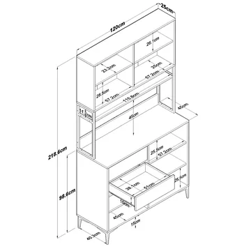 Flerbruks skap Wallxpert Mira Shelf (120 x 218,6 x 45 cm) Hvit Valnøtt - Hvit og valnøtt - Hus & oppussing - Kjøkken & bad - Kjøkken & vaskerom