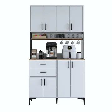 Flerbruks skap Wallxpert Mira Shelf (120 x 218,6 x 45 cm) Hvit Valnøtt - Hvit og valnøtt - Hus & oppussing - Kjøkken & bad - Kjøkken & vaskerom