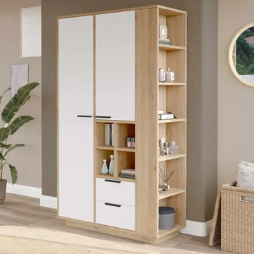 Flerbruksskap Skye Decor Dara (110 x 190 x 45 cm) Natural White - Naturlig og hvit - Hus & oppussing - Kjøkken & bad - Kjøkken & vaskerom