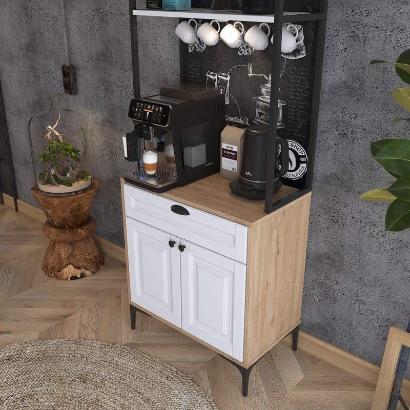 Flerbruksskap Wallxpert Fenn (70 x 184,6 x 40 cm) Valnøtt hvit - Valnøtt og hvit - Hus & oppussing - Kjøkken & bad - Kjøkken & vaskerom