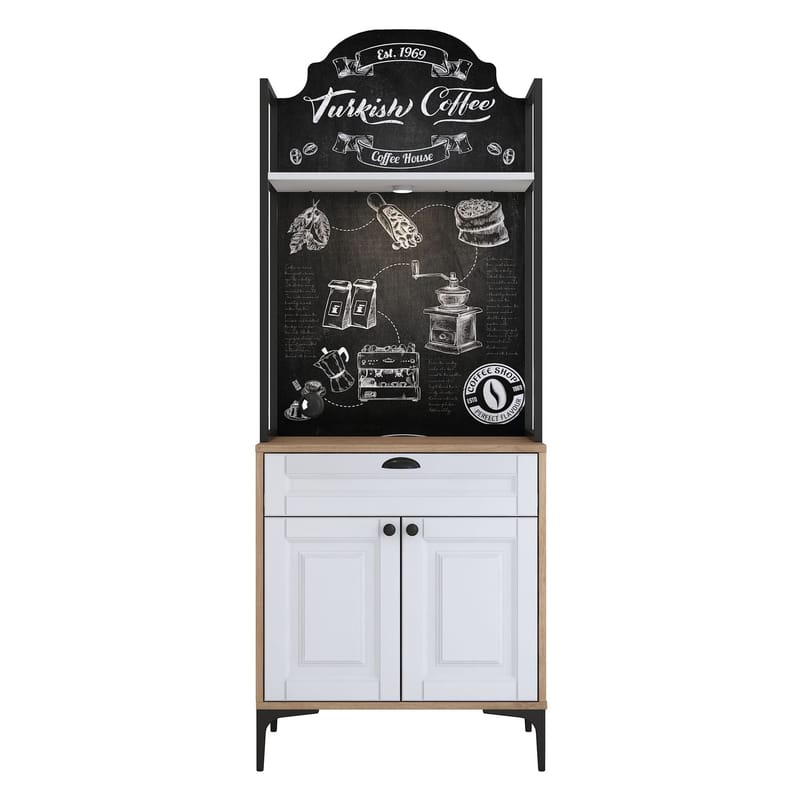 Flerbruksskap Wallxpert Fenn (70 x 184,6 x 40 cm) Valnøtt hvit - Valnøtt og hvit - Hus & oppussing - Kjøkken & bad - Kjøkken & vaskerom