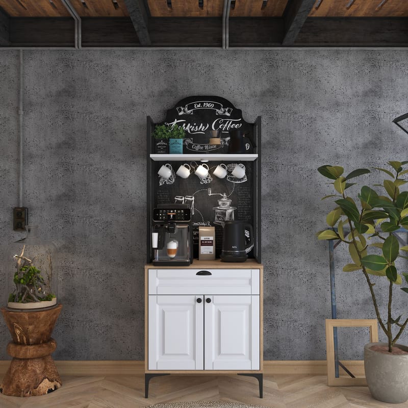 Flerbruksskap Wallxpert Fenn (70 x 184,6 x 40 cm) Valnøtt hvit - Valnøtt og hvit - Hus & oppussing - Kjøkken & bad - Kjøkken & vaskerom