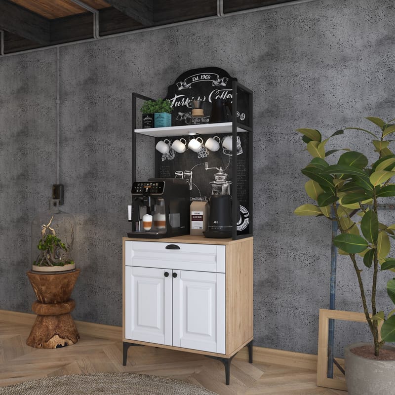 Flerbruksskap Wallxpert Fenn (70 x 184,6 x 40 cm) Valnøtt hvit - Valnøtt og hvit - Hus & oppussing - Kjøkken & bad - Kjøkken & vaskerom