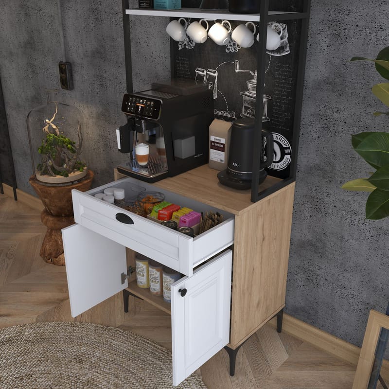 Flerbruksskap Wallxpert Fenn (70 x 184,6 x 40 cm) Valnøtt hvit - Valnøtt og hvit - Hus & oppussing - Kjøkken & bad - Kjøkken & vaskerom