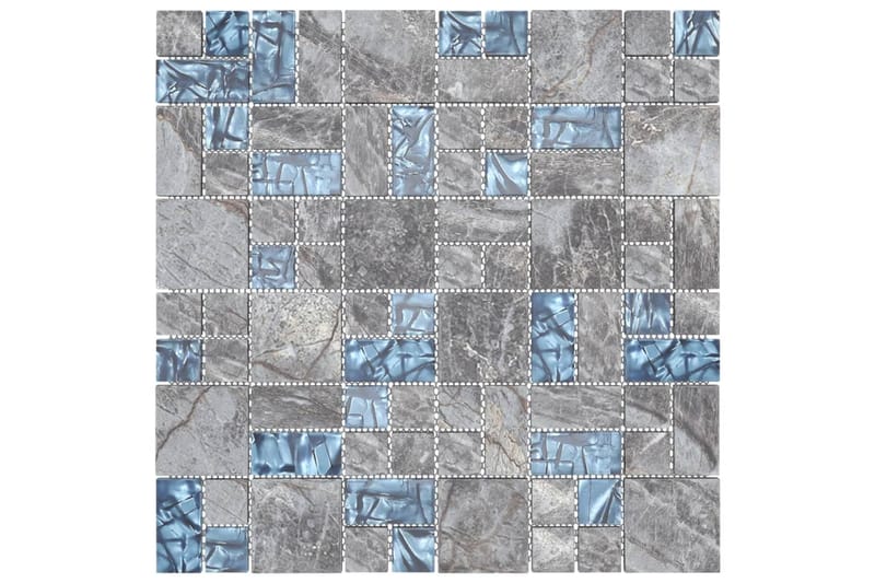 Selvklebende mosaikkfliser 11 stk grå og blå 30x30 cm glass - Flerfarget - Glassmosaikk