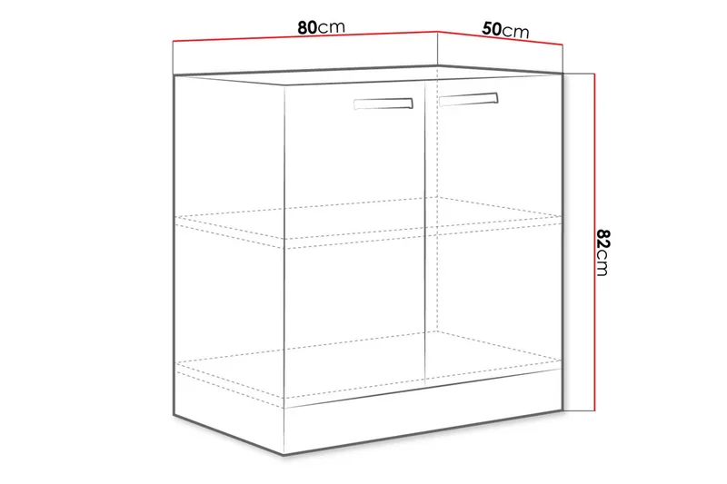Grått Skap med Dører 80x60x82 cm - Hus & oppussing - Kjøkken & bad - Kjøkken & vaskerom