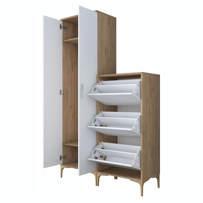 Hallstativ Wallxpert Dara EA148 (120 x 198,6 x 37,5 cm) valnøtt hvit - Valnøtt og hvit - Hus & oppussing - Kjøkken & bad - Kjøkken & vaskerom