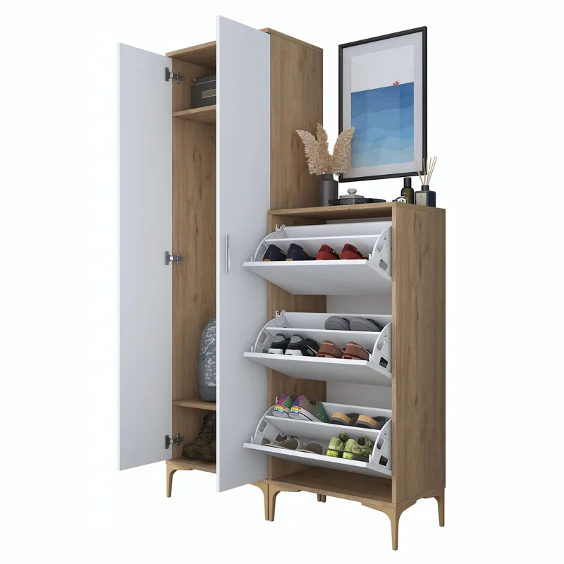 Hallstativ Wallxpert Dara EA148 (120 x 198,6 x 37,5 cm) valnøtt hvit - Valnøtt og hvit - Hus & oppussing - Kjøkken & bad - Kjøkken & vaskerom