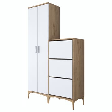 Hallstativ Wallxpert Dara EA148 (120 x 198,6 x 37,5 cm) valnøtt hvit - Valnøtt og hvit - Hus & oppussing - Kjøkken & bad - Kjøkken & vaskerom