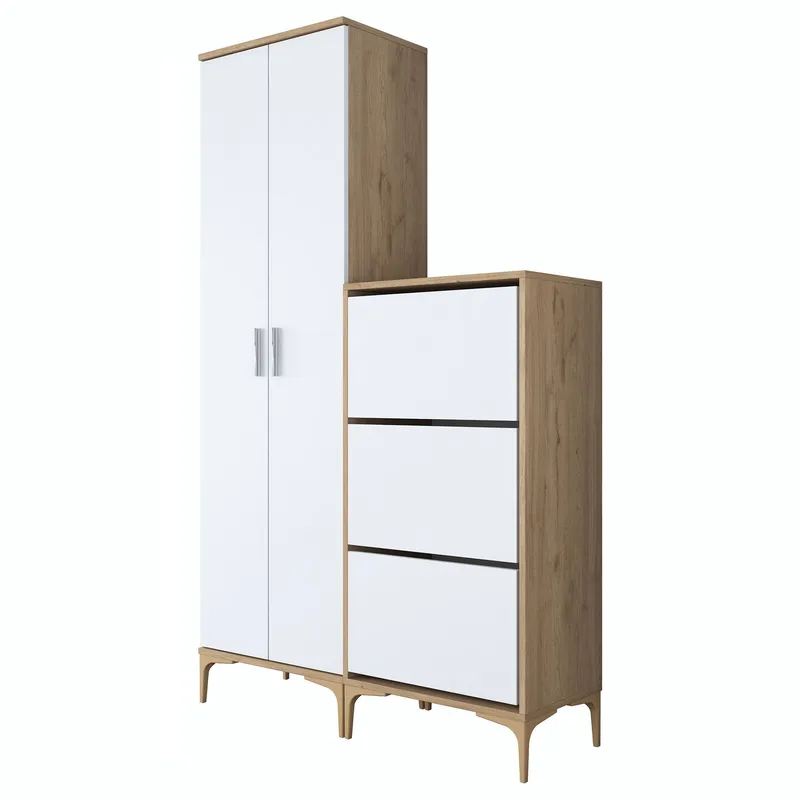 Hallstativ Wallxpert Dara EA148 (120 x 198,6 x 37,5 cm) valnøtt hvit - Valnøtt og hvit - Hus & oppussing - Kjøkken & bad - Kjøkken & vaskerom