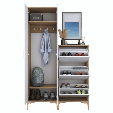 Hallstativ Wallxpert Dara EA148 (120 x 198,6 x 37,5 cm) valnøtt hvit - Valnøtt og hvit - Hus & oppussing - Kjøkken & bad - Kjøkken & vaskerom