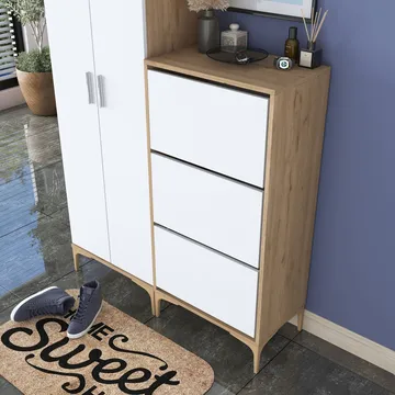 Hallstativ Wallxpert Dara EA148 (120 x 198,6 x 37,5 cm) valnøtt hvit - Valnøtt og hvit - Hus & oppussing - Kjøkken & bad - Kjøkken & vaskerom