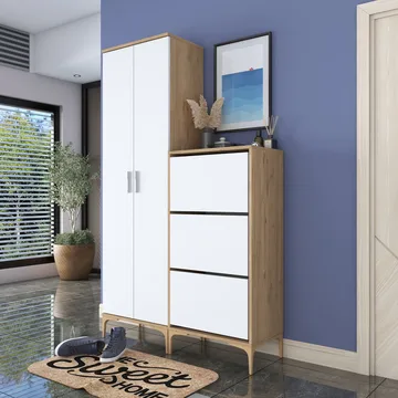 Hallstativ Wallxpert Dara EA148 (120 x 198,6 x 37,5 cm) valnøtt hvit - Valnøtt og hvit - Hus & oppussing - Kjøkken & bad - Kjøkken & vaskerom