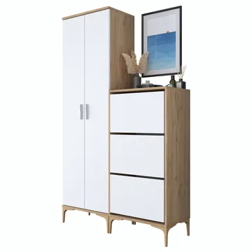 Hallstativ Wallxpert Dara EA148 (120 x 198,6 x 37,5 cm) valnøtt hvit - Valnøtt og hvit - Hus & oppussing - Kjøkken & bad - Kjøkken & vaskerom