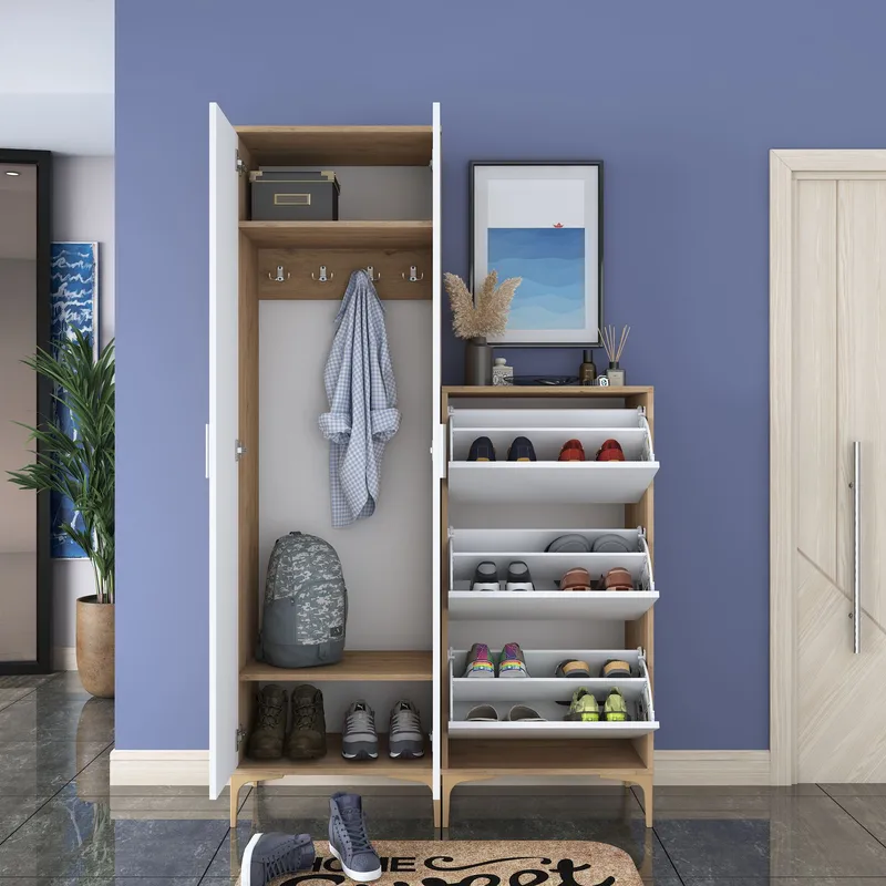 Hallstativ Wallxpert Dara EA148 (120 x 198,6 x 37,5 cm) valnøtt hvit - Valnøtt og hvit - Hus & oppussing - Kjøkken & bad - Kjøkken & vaskerom