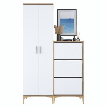 Hallstativ Wallxpert Dara EA148 (120 x 198,6 x 37,5 cm) valnøtt hvit - Valnøtt og hvit - Hus & oppussing - Kjøkken & bad - Kjøkken & vaskerom