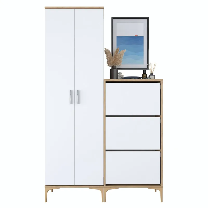 Hallstativ Wallxpert Dara EA148 (120 x 198,6 x 37,5 cm) valnøtt hvit - Valnøtt og hvit - Hus & oppussing - Kjøkken & bad - Kjøkken & vaskerom