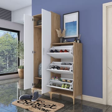 Hallstativ Wallxpert Dara EA148 (120 x 198,6 x 37,5 cm) valnøtt hvit - Valnøtt og hvit - Hus & oppussing - Kjøkken & bad - Kjøkken & vaskerom