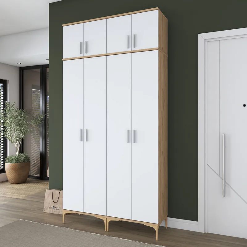 Hallstativ Wallxpert Fenn EA161 (120 x 240 x 37,5 cm) valnøtt hvit - Valnøtt og hvit - Hus & oppussing - Kjøkken & bad - Kjøkken & vaskerom