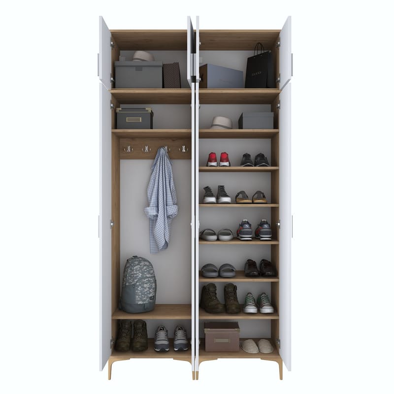 Hallstativ Wallxpert Fenn EA161 (120 x 240 x 37,5 cm) valnøtt hvit - Valnøtt og hvit - Hus & oppussing - Kjøkken & bad - Kjøkken & vaskerom
