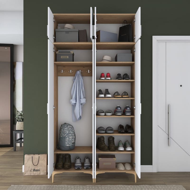 Hallstativ Wallxpert Fenn EA161 (120 x 240 x 37,5 cm) valnøtt hvit - Valnøtt og hvit - Hus & oppussing - Kjøkken & bad - Kjøkken & vaskerom