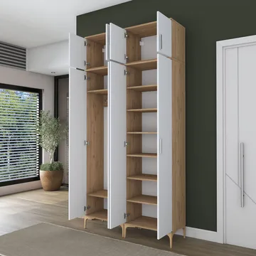 Hallstativ Wallxpert Fenn EA161 (120 x 240 x 37,5 cm) valnøtt hvit - Valnøtt og hvit - Hus & oppussing - Kjøkken & bad - Kjøkken & vaskerom