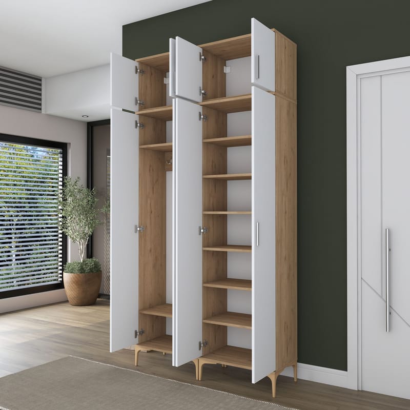 Hallstativ Wallxpert Fenn EA161 (120 x 240 x 37,5 cm) valnøtt hvit - Valnøtt og hvit - Hus & oppussing - Kjøkken & bad - Kjøkken & vaskerom