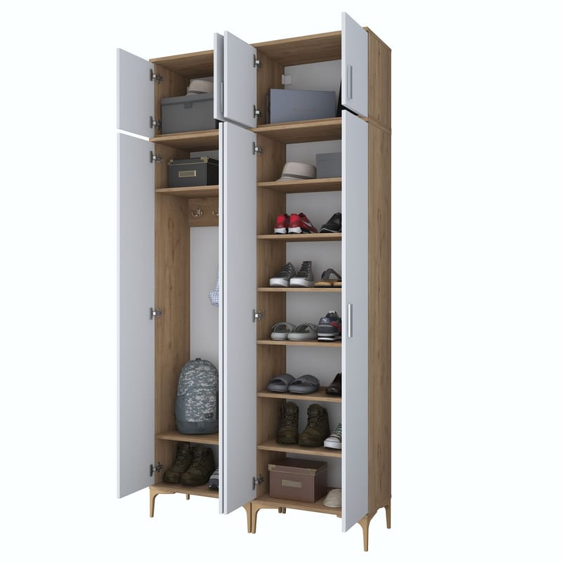 Hallstativ Wallxpert Fenn EA161 (120 x 240 x 37,5 cm) valnøtt hvit - Valnøtt og hvit - Hus & oppussing - Kjøkken & bad - Kjøkken & vaskerom