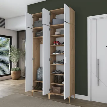 Hallstativ Wallxpert Fenn EA161 (120 x 240 x 37,5 cm) valnøtt hvit - Valnøtt og hvit - Hus & oppussing - Kjøkken & bad - Kjøkken & vaskerom