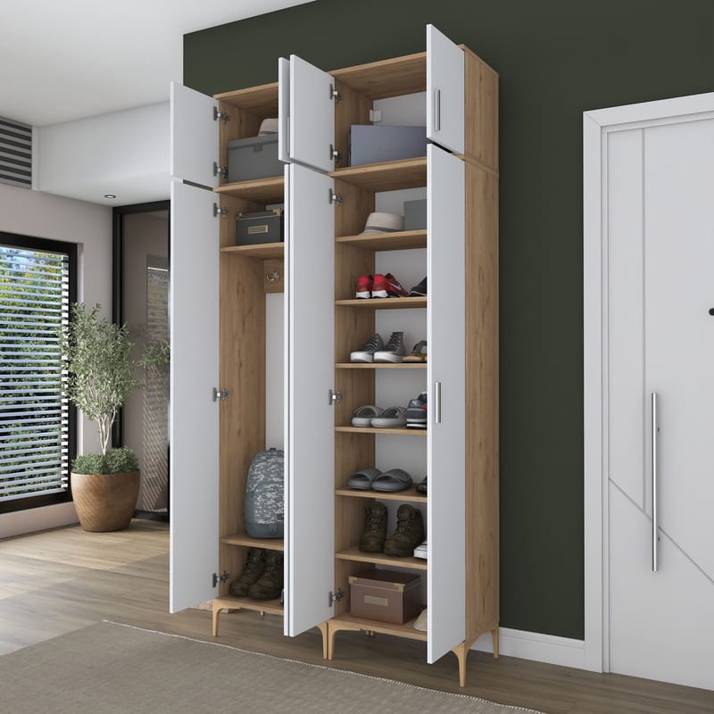 Hallstativ Wallxpert Fenn EA161 (120 x 240 x 37,5 cm) valnøtt hvit - Valnøtt og hvit - Hus & oppussing - Kjøkken & bad - Kjøkken & vaskerom