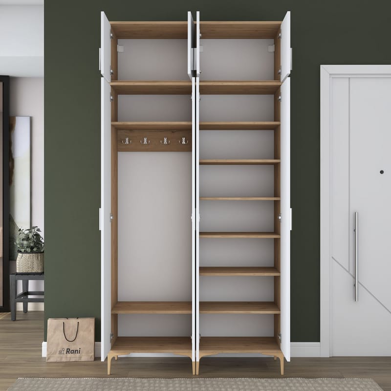 Hallstativ Wallxpert Fenn EA161 (120 x 240 x 37,5 cm) valnøtt hvit - Valnøtt og hvit - Hus & oppussing - Kjøkken & bad - Kjøkken & vaskerom