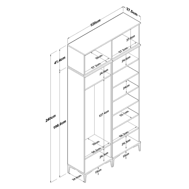 Hallstativ Wallxpert Fenn EA161 (120 x 240 x 37,5 cm) valnøtt hvit - Valnøtt og hvit - Hus & oppussing - Kjøkken & bad - Kjøkken & vaskerom