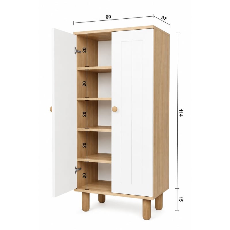 Flerbruks skap Hanah Home Ayka (60 x 129 x 37 cm) Hvit valnøtt - Hvit og valnøtt - Hus & oppussing - Kjøkken & bad - Kjøkken & vaskerom