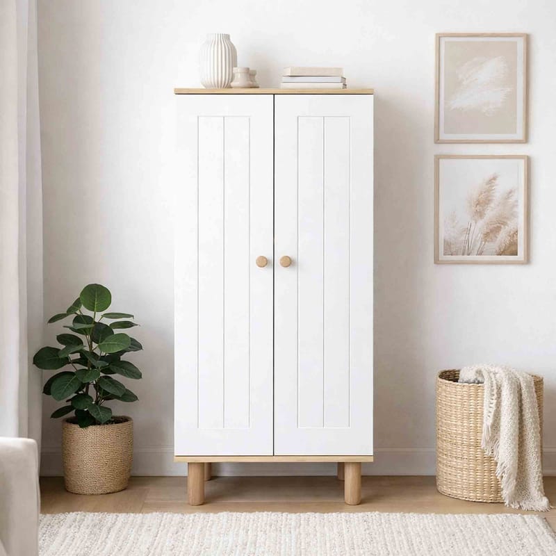 Flerbruks skap Hanah Home Ayka (60 x 129 x 37 cm) Hvit valnøtt - Hvit og valnøtt - Hus & oppussing - Kjøkken & bad - Kjøkken & vaskerom